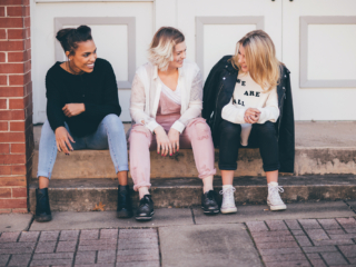 from left to right Sweater: Spotted Zebra • Pink Overalls: Krush • Tshirt: Krush • Jacket: Krush • Sweatshirt: Spotted Zebra